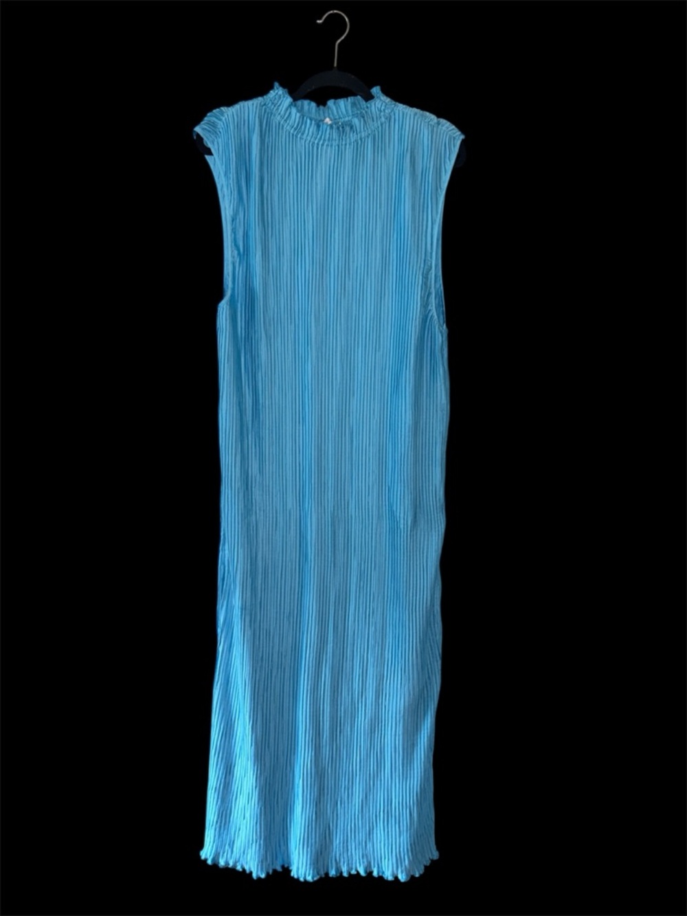 Asos curve Sleeveless Pleated Maxi Dress Aqua Baby Blue satin sheen 20